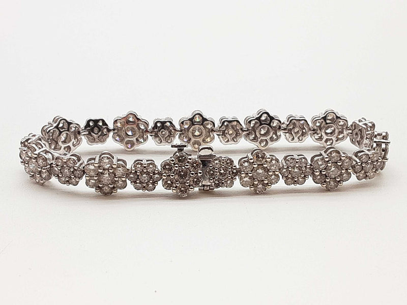 5.35 Cttw Diamonds 14k White Gold 13.5g Flower Tennis Bracelet 6 In Do0525lxzxde