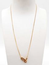 Fendi O'lock White Crystals Goldtone Metal Chain Necklace 19 In Do1225exde