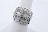 18k White Gold Lace Filigree Openwork Diamond Ring 7.9 Grams Size 7 Eb0526exzde