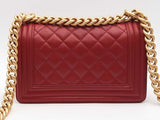 Chanel Mini Boy Bag Quilted Lamb Skin Red Handbag Aa0426ezxsa