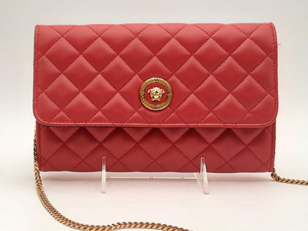 Versace Quilted Medusa Wallet On Chain Red Aa0125orzsa