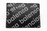 Balenciaga All Over Logo Black Leather Card Wallet Eb0226crsa