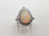 Sythentic White Opal 14k White Gold 4.8g Ring Size 5.5 Do0826prxde