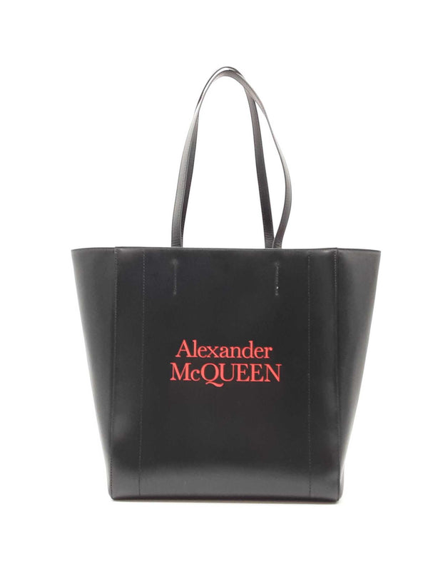 Alexander Mcqueen Large Black Leather Shopper Tote Lhpxzde 144010028194