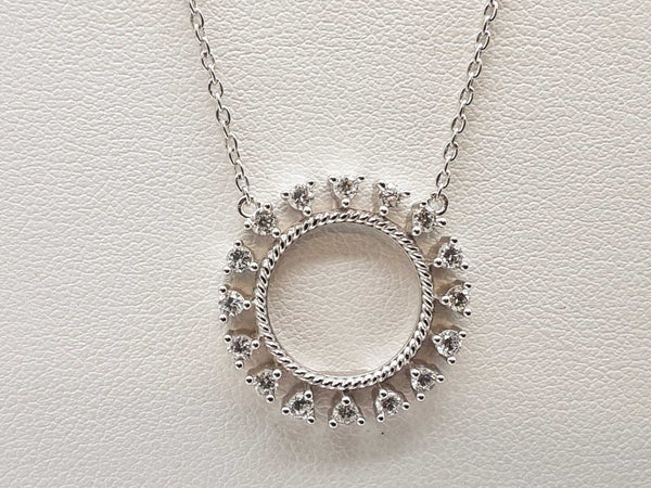 0.45 Cttw Lab Grown Diamonds 0.925 Silver 3.8g Circle Pendant Chain 20 In Do0525cide