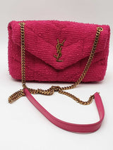Yves Saint Laurent Quilted Pink Tweed Lou Lou Puffer Shoulder Bag Eb1225rcrdu