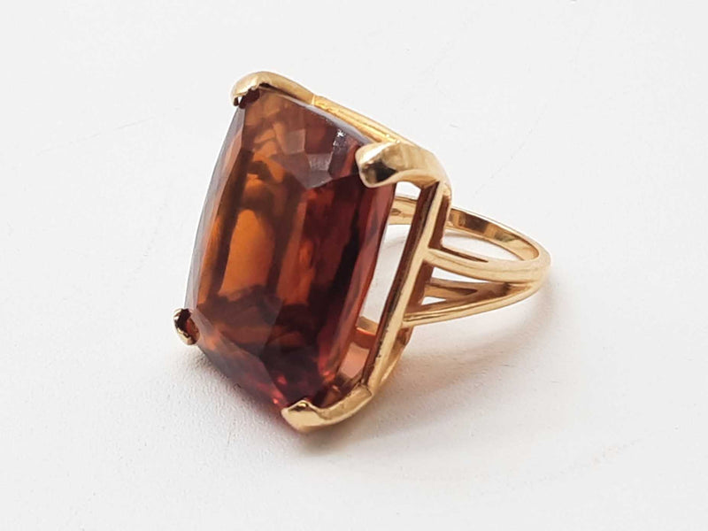 14k Yellow Gold Brown Quartz Ring Size 7.25 Do0224lxzxde