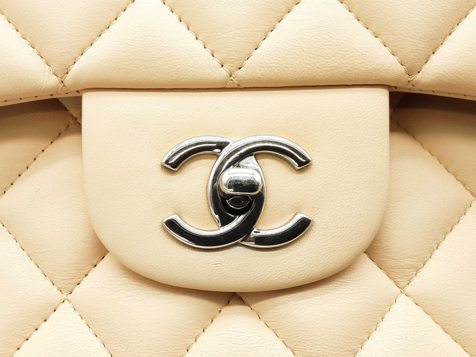 Chanel Classic Single Flap Jumbo Beige Quilted Leather Shoulder