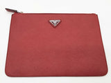 Prada Red Saffiano Zipper Pouch Do0926oxzde