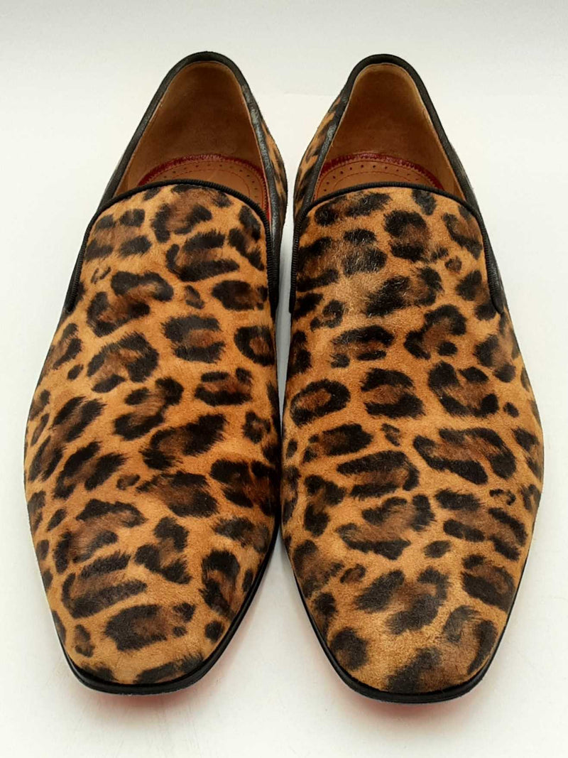 Christian Louboutin Veau Velours Leopard Dandelion Flat Loafers Sz 43 Eb524lrxsa