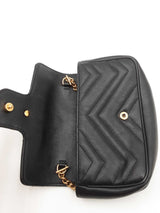Gucci Mini Marmont Chevron Quilted Matelasse Black Leather Crossbody Eb0826wrxdu