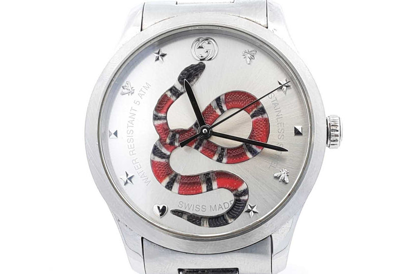 Gucci G- Timeless Color Snake Dial Quartz 38mm Stainless Steel Watch Eb1224lrxsa