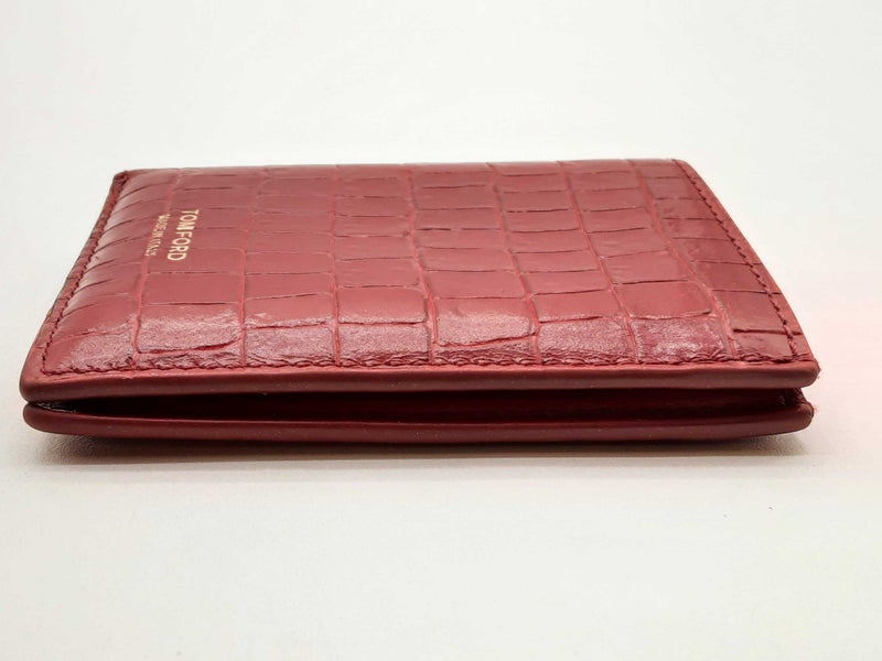 Tom Ford Red Croc Embossed Leather Card Holder Wallet Do1124owxde