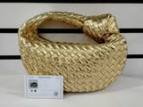 Bottega Veneta Gold Metallic Leather Mini Jodie Intrecciato Handbag Vc0426czxmia