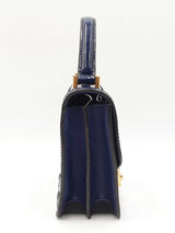 Tory Burch Juliette Mini Top Handle Satchel In Blue Patent Leather Fw0526lxzdu