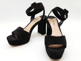 Miu Miu Black Suede Ankle Strap Platform Heels Size It 39 Do0625rxde