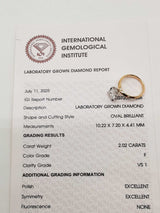2.02 Carats Lab Grown Diamond 14k Two Tone Gold 2.8g Ring Size 4.25 Do0526prxde