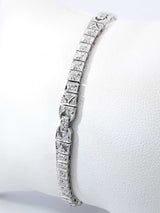 1.60 Cttw Diamond & 18k White Gold Geometric Link Tennis Bracelet 12.3 Grams 7 Inch Fw0726czxdu