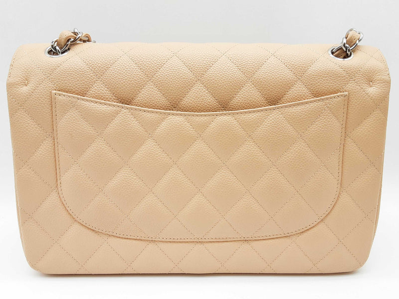 Chanel Double Flap Beige Caviar Leather Shoulder Bag Do0325rxzxde