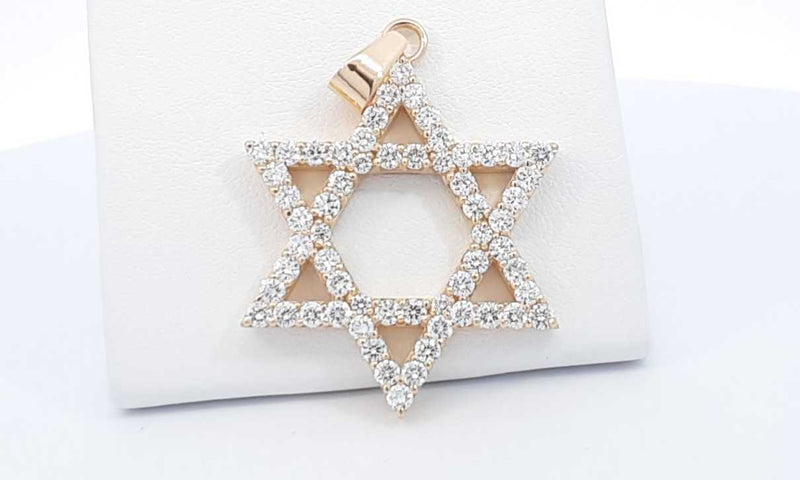 14k Yellow Gold Star Of David Lab Grown Diamond Pendant Ebllordu 144030007273