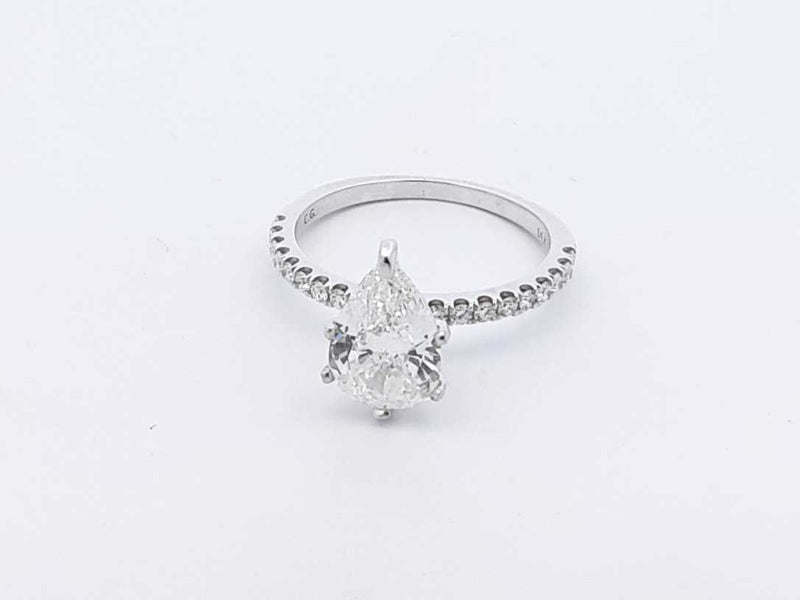 2.01 Cttw Pear-cut Diamond & 14k White Gold Ring Size 6, 2.4 Grams Fw0524owxzdu