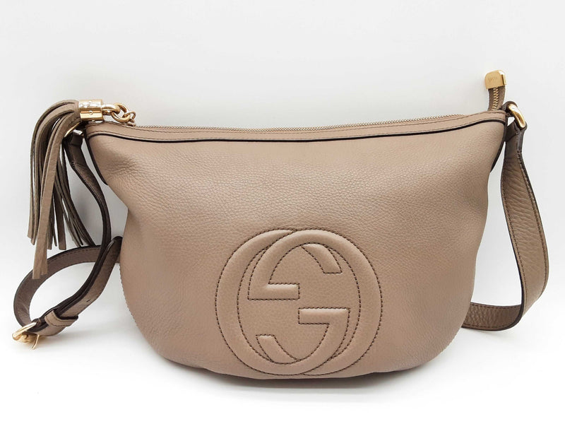 Gucci 308361 Soho Taupe Gray Calfskin Leather Shoulder Bag Do1124wxzde