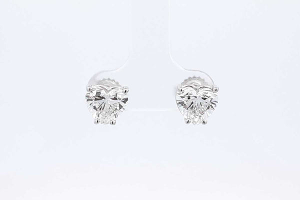 3ctw Lab Grown Heart Shape Diamond Stud Earrings 14k White Gold 2.2g Eb0624ewrdu