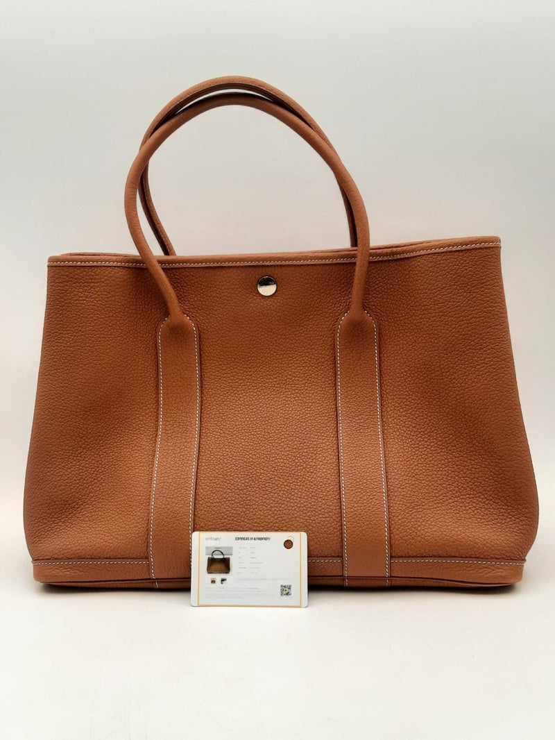 Hermes Gold Garden Party 36 Brown Leather Tote Bag Aa0225rxxzsa