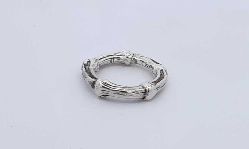 Tiffany & Co. 1996 Stering Silver Bamboo Ring Size 4.75, 5.2 Grams Eb1223crsa