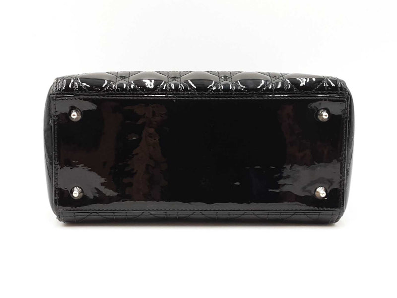 Christian Dior Lady Dior In Black Patent Cannage Leather Fw00825lzxzdu