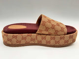 Gucci 573018 Angelina Beige Red Gg Canvas Platform Slides Size 39 Do0924lrxde