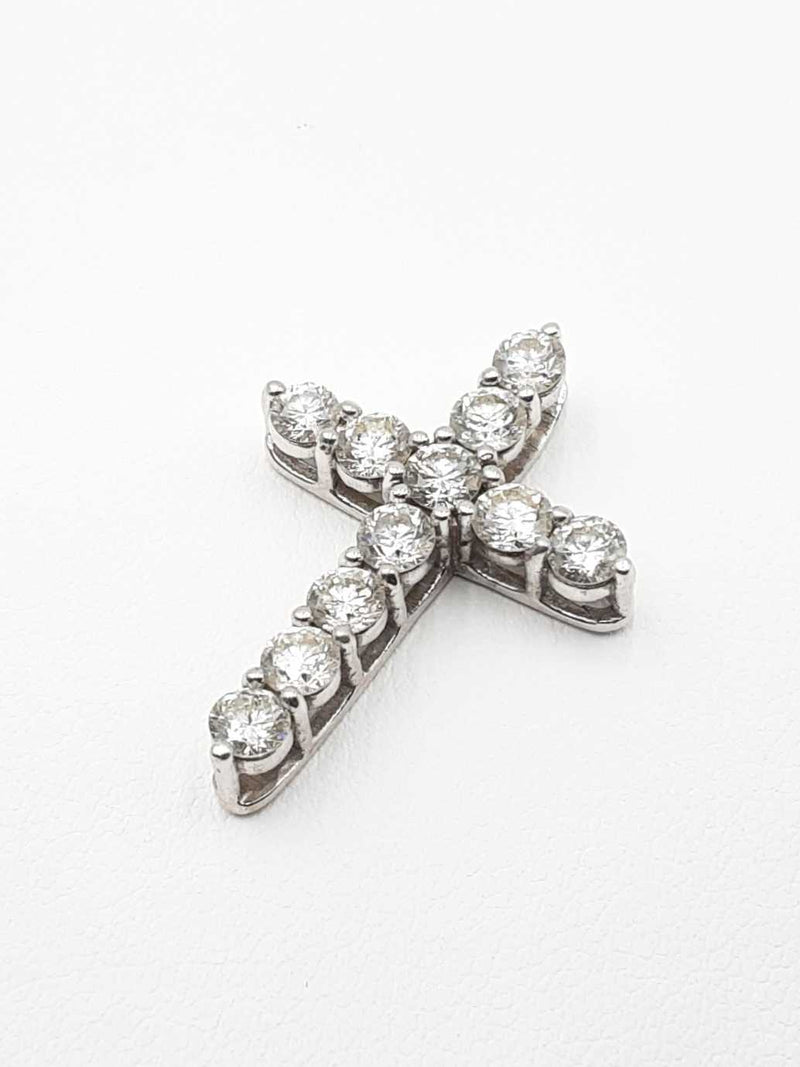 1.65 Cttw Diamond & 14k White Gold 14k Cross Pendant 3.5 Grams Fw00625rzxdu