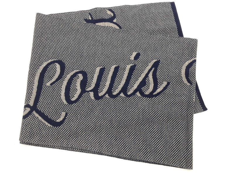 Louis Vuitton Signature Logo Blue Gray Wool Scarf Do1025lcrde