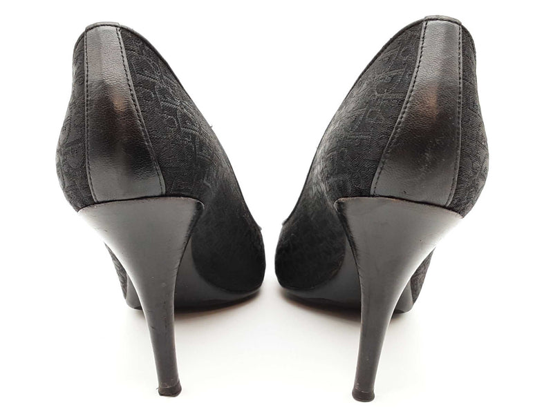 Christian Dior Black Logo Canvas Leather Heels Size Eu 40 Do0525lrxde