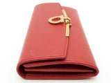 Salvatore Ferragamo Gancini Red Leather Continental Wallet Do0925lrxde