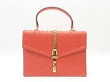 Gucci Sylvie 1969 Blood Orange Ostrich Leather Top Handle Bag Sd0925oozxde