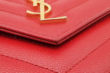 Yves Saint Laurent Quilted Chevron Red Leather Envelope Chain Wallet Eb1026wrxde