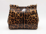 Dolce & Gabbana Leopard Print Patent Leather Top Handle Sicily Bag Sd0825rzxsa