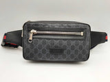 Gucci 474293 Black Gg Supreme Coated Canvas Zip Pocket Belt Bag Do1024rxzde