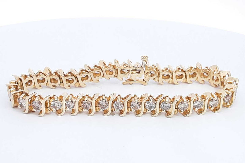 Approx. 6.6ctw Diamond Bracelet In 14k Yellow Gold 22.4 Grams 7 In Eb0724oxxzsa