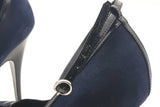 Yves Saint Laurent Navy Suede & Black Leather Courts Heels Size 38.5 Eb0525cxsa