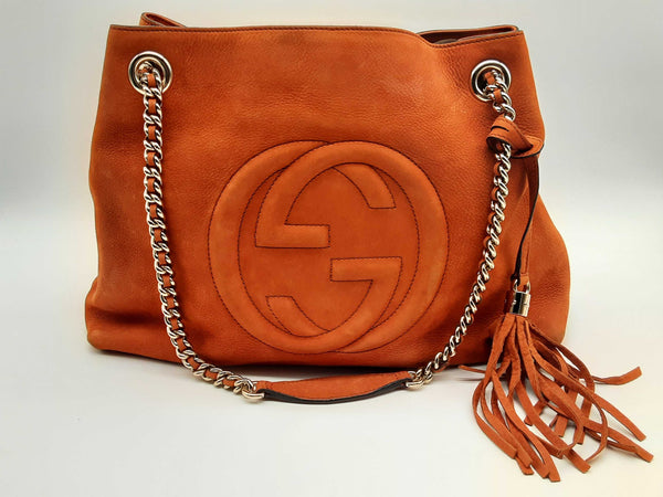 Gucci 308982 Soho Nubuck Rust Orange Leather Chain Shoulder Bag Do0924pxzde