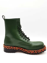 Balenciaga Green Leather Combat Boots Size 46 Eb0326oorde