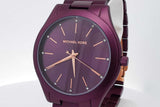 Michael Kors Slim Runway 42mm Purple Stainless Steel Quartz Watch 61.4 Grams Eb0726wrsa