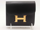 Hermes Constance Compact Black Box Calf Ghw Wallet Aa0126wxzxsa