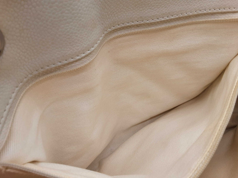 Chanel White Quilted Caviar Leather Shopping Tote Bag Do0725lcxzde