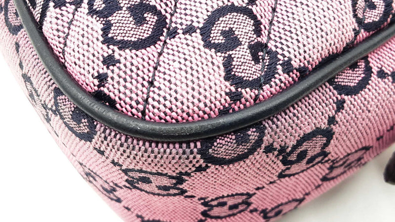 Gucci Gg Marmont Diagonal-quilted Canvas Shoulder Bag In Pink Fw0825ozxdu