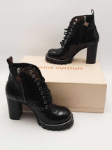 Louis Vuitton Black Patent Leather Star Trail Ankle Boots Size 38.5 Eb0226oxzsa