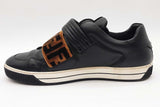 Fendi Black Leather Trainers With Velvet Zucca Straps Size 10.5 Eb0925oxzde
