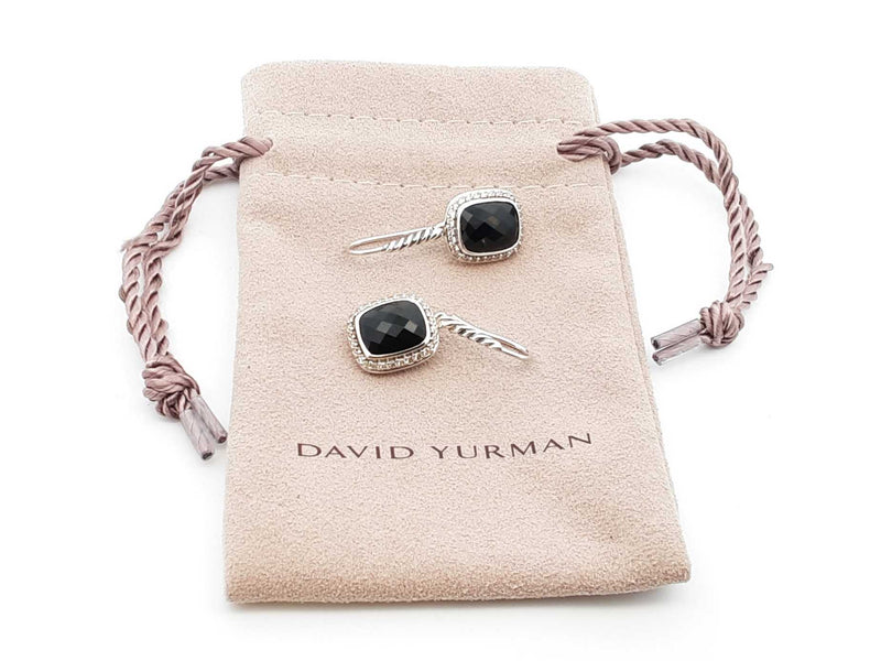 David Yurman Sterling Silver, Onyx & Diamond Albion Drop Earring  6.6 Grams Fw0525lxzdu